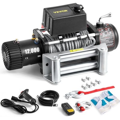 Electric Winch 12000lb 85ft Steel 12V Water Resistant with Full Remote Kit