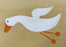 ACEO Original Painting, Goose Impressionism Art, Emmer Plaxe, Animal Abstract