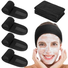 obeoby 4 Pack Spa Facial Headbands for Women, Adjustable Face Wash Headband Make