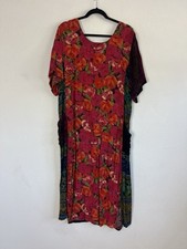Njeri Vintage Floral Maxi Sheath Dress Patchwork Print Patch Pockets Size 1X