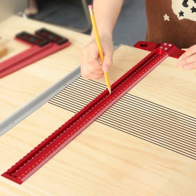 Aluminum Alloy Precision T-Ruler Woodworking Scribe Marking Gauge Hole Measuring