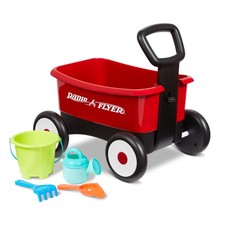 Radio Flyer Push  Pull Walker Wagon with Garden Tools, Red, for Kids 1-4 Years