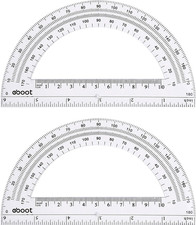 Plastic Protractor Math Protractors 180 Degrees, 6 Inch, Pack of 2 Clear 