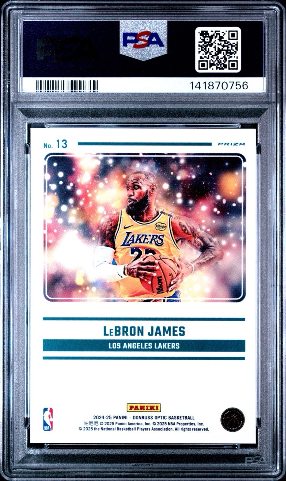 Panini 2024 Donruss Optic LeBron James #13 Mythical PSA 10 view 2