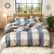 100 Washed Cotton Duvet Cover Set Super Soft Breathable Comfy Natural Linen ...