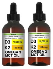 MAX ABSORPTION Vitamin D3 K2 MK-7 Liquid Drops with MCT Oil - PACK of 2
