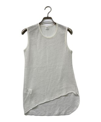 Y's Cotton Faux Linen Knit Asymmetrical Tank Top White M Sleeveless Top