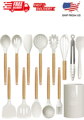 Silicone Cooking Utensils Set - 446°F Heat Resistant Silicone Kitchen Utensils f