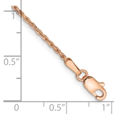14K Rose Gold 7 inch 1.5mm Diamond-cut Man Made Rope with Lobster Clasp Chain R0