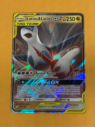 2019 Pokemon Sun Moon Team Up Latias Latios GX Full Art #113/181 NM-