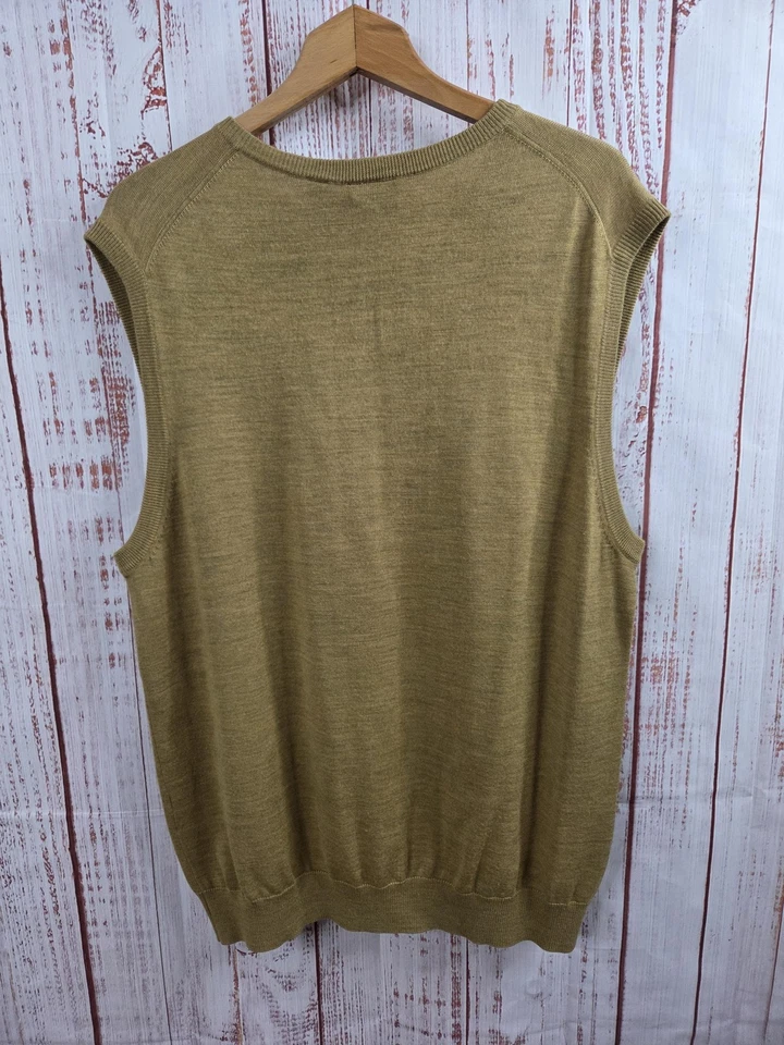 Cutter & Buck Sweater Mens XL Tan Merino Wool Blend V Neck Vest Golf Pullover - Image 3 of 4