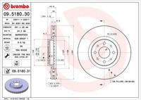 Pack Von 2 - Bremsscheibe 09.5180.31 Brembo FüR Fiat Alfa Romeo Lancia