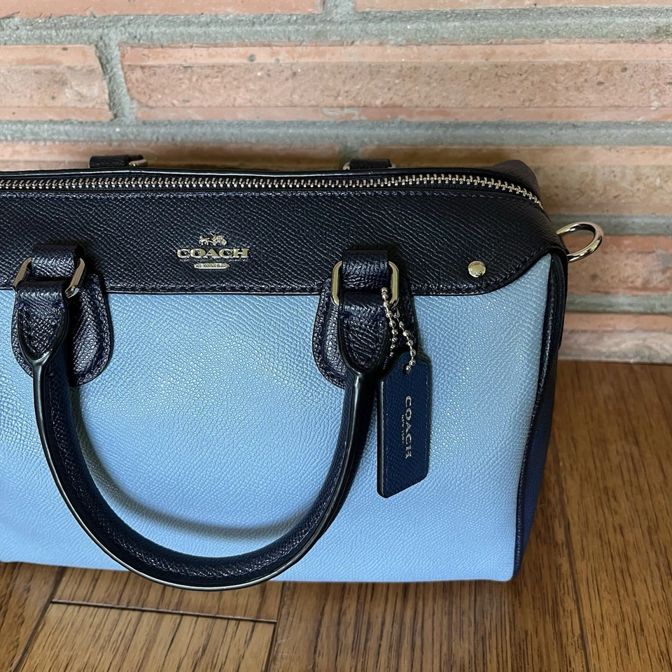 Bolso Bandolera Coach Mini Bennett Cartera Azul Geométrico Bloques de Color Cuero Foto 2 de 4