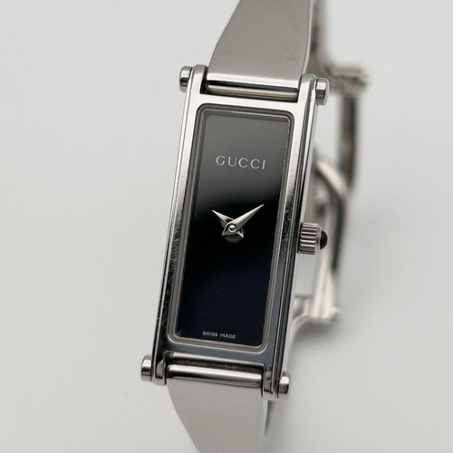 GUCCI 1500L Silver Black WOMEN'S WATCH VINTAGE  Working  Excellent Japan