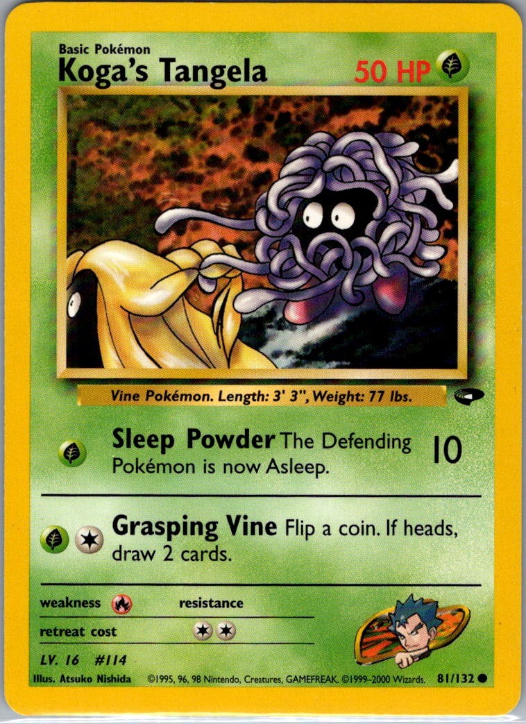 Koga's Tangela 81/132 Common Gym Challenge Pokemon Unlimited Lightly Played