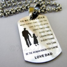 To My Daughter Necklace - Message From Dad On 304 Stainless Steel Pendant