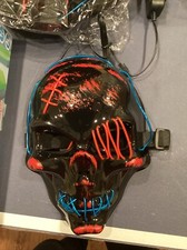 TWO Halloween Clubbing Light Up LED Mask Costume Cosplay Blue red, Blue Pink