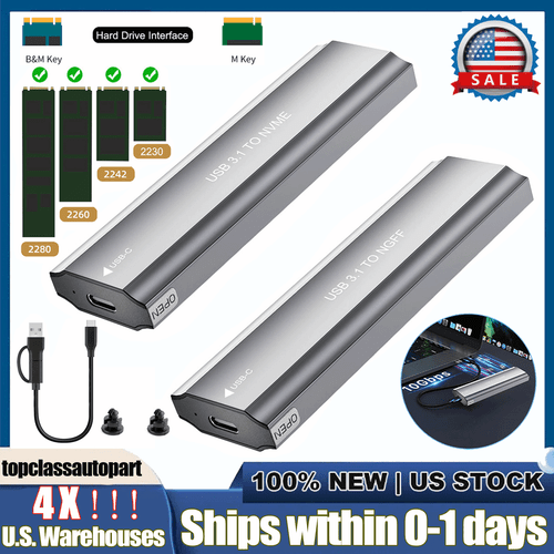 M2 SSD Case NGFF / NVMe Enclosure M.2 to USB Type-C 3.2 SATA Hard Drive Adapter~ - Bild 2 von 21