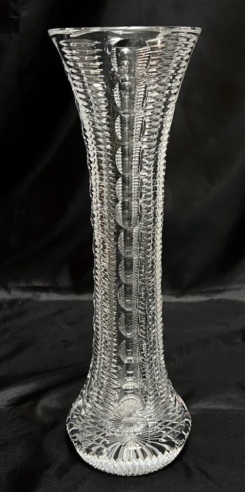 Jarrón de tulipán de madera de cricket de 12” de cristal irlandés Heritage RARO, soplado a mano en la boca Foto 3 de 4