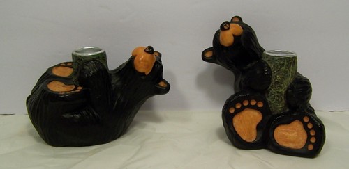 BearFoots Candle Holders (2) - Miles & Constance - Big Sky Carvers Jeff Fleming - Picture 6 of 9