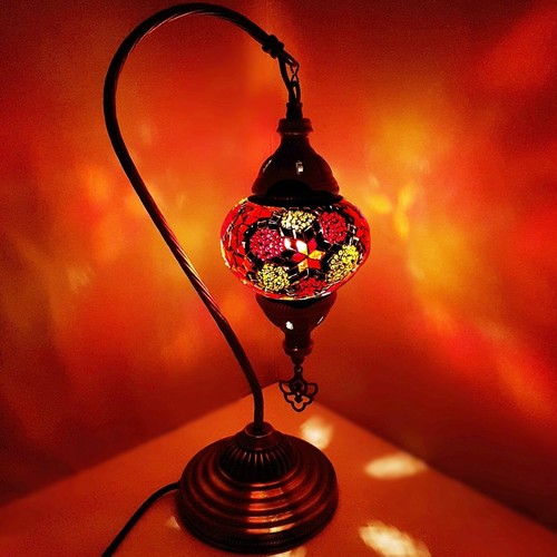 Moroccan Turkish Mosaic Lamp Colourful Glass Handmade Table Desk Light FREE BULB - Picture 81 of 436