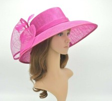 M95 Fuschia  Kentucky Derby Church Wedding Royal Ascot Wide Brim Sinamay hat