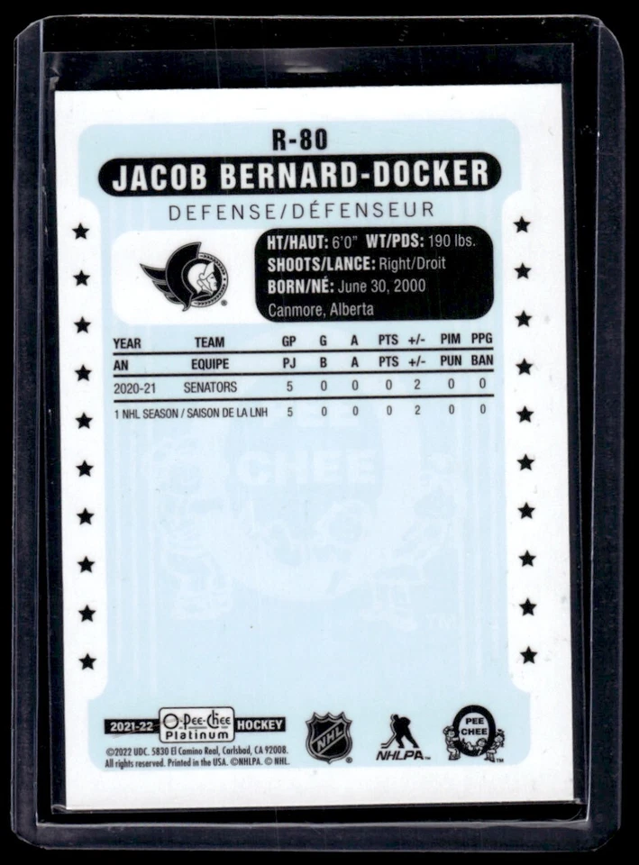 2021-22 O-Pee-Chee Platinum Rookie Retro Jacob Bernard-Docker Rookie #R-80 - Image 2 of 2