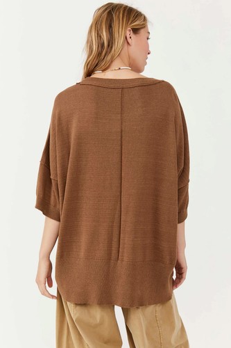 Free People Sweater Tee Women XS NWOT Short Sleeve Oversized Pullover Sweater - Picture 9 of 17