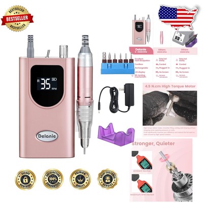 High-Torque 35000 RPM Nail Drill with Smart Screen - Rose Gold Beauty Essential