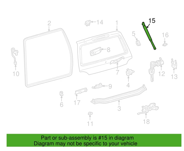 Juego de apoyo amortiguador maletero Toyota Land Cruiser Lexus LX470 1998-2007 genuino Foto 2 de 4