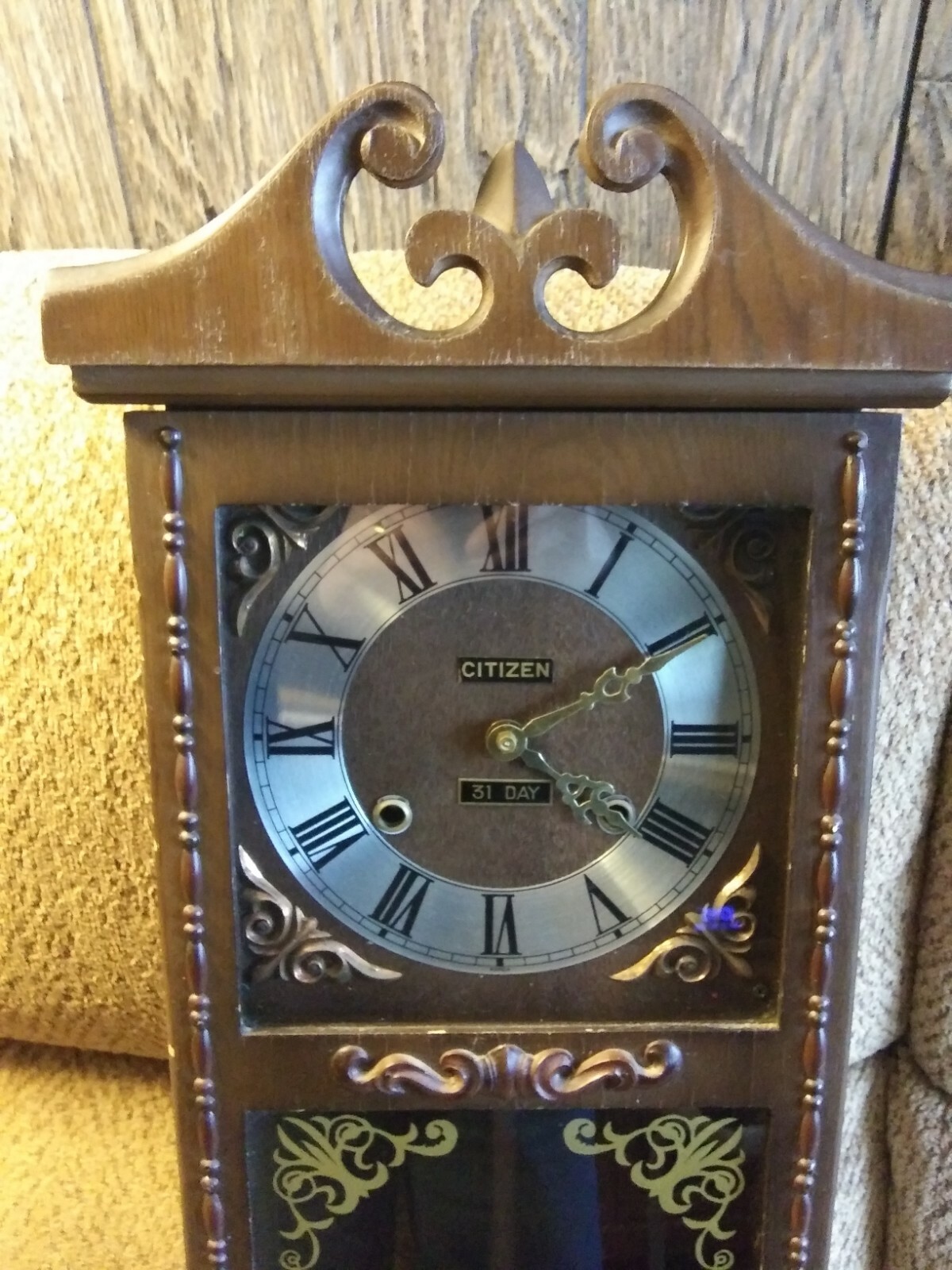 Vtg Linden 31 Day Mechanical Wind Wood Frame Wall Clock Chime On Hour Repair For Sale Online Ebay