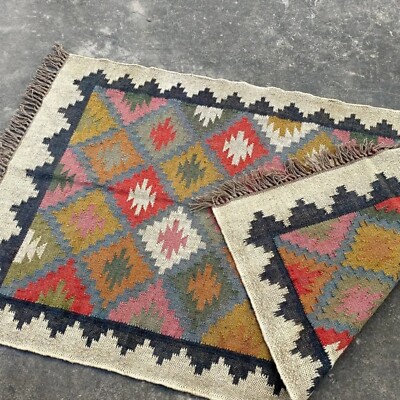 Rug Natural Handwoven Wool Jute Rug, Vintage Kilim Rug, Traditional kilim Rugs