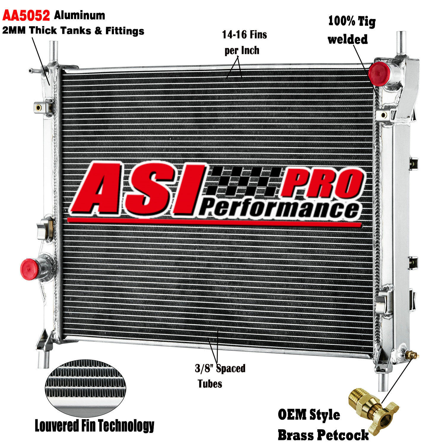 4 Row Aluminum Radiator For 2015-2022 2021 Ford Mustang 3.7L 5.0L 5.2L CC13486