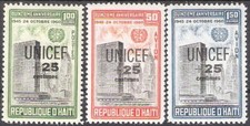 Haiti 1961 UN Anniversary Surcharged UNICEF MNH (SC# B20, CB30-CB31)