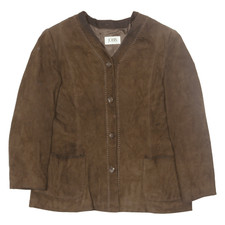Vintage Jobis Blazer Leather Jacket Brown Suede 90s Womens M