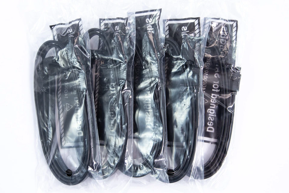 10x SATA 0,5m Kabel | SATA III 6 GB/s (5x gerade, 5x eins. gewinkelt, schwarz) - Bild 2 von 3