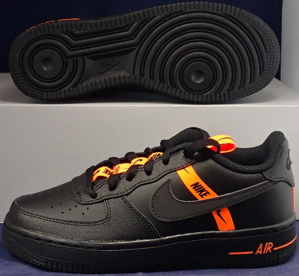 Nike Air Force 1 Low LV8 KSA Worldwide Black Orange Youth SZ 3.5Y (  CT4683-001 )