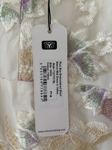 chi chi london curve dress cream with embroidery pattern size 24 bnwt - Picture 2 of 5