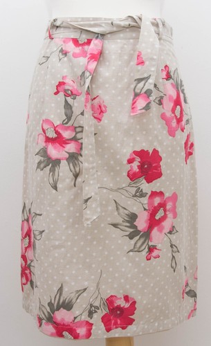 Cotton Linen blend Floral Summer Waist tie Skirt Size 16 UK Pomodoro #S5