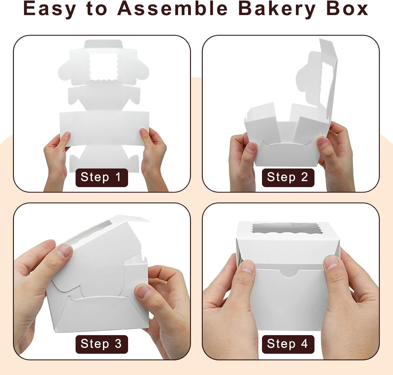 50Pcs Cookie Boxes 4X4X2.5 Inch Bakery Boxes with Window Treat Box Dessert Box f
