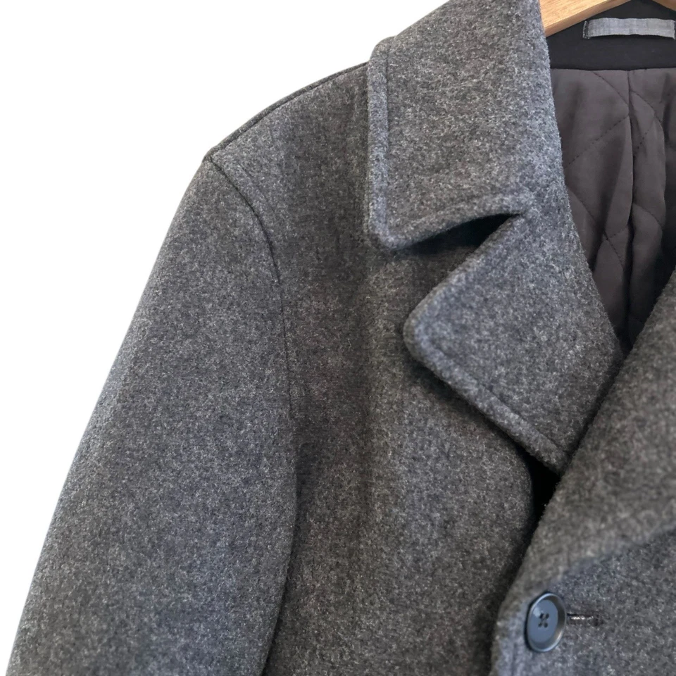 Abrigo Old Navy Para Hombre Talla Pequeña Gris Guisante Acrílico Mezcla Lana Edredón Forro Bolsillos Foto 3 de 4