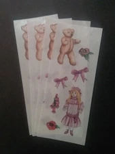 Creative Memories ~ Lot of Four Studio Stickers ~ 2" x 5"  Baby Girl Teddy Bear