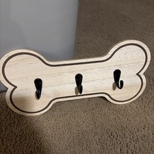 Organize Your Pet's Essentials in Style: White Wood Dog Bone Leash Hook