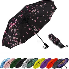 SIEPASA Sakura Compact Travel Umbrella Windproof Automatic Folding Lightweight