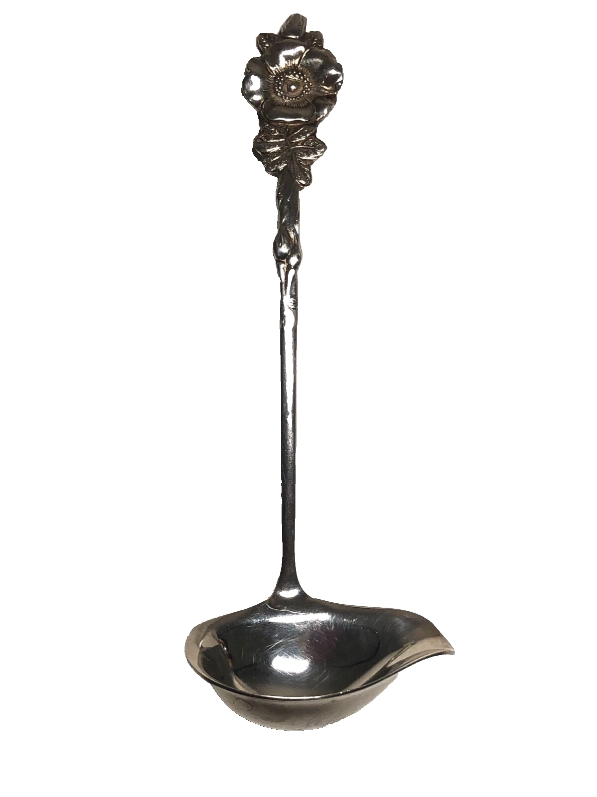 Vintage Reed & Barton Silver Plated Harlequin Sauce Ladle with Wild Rose Flower