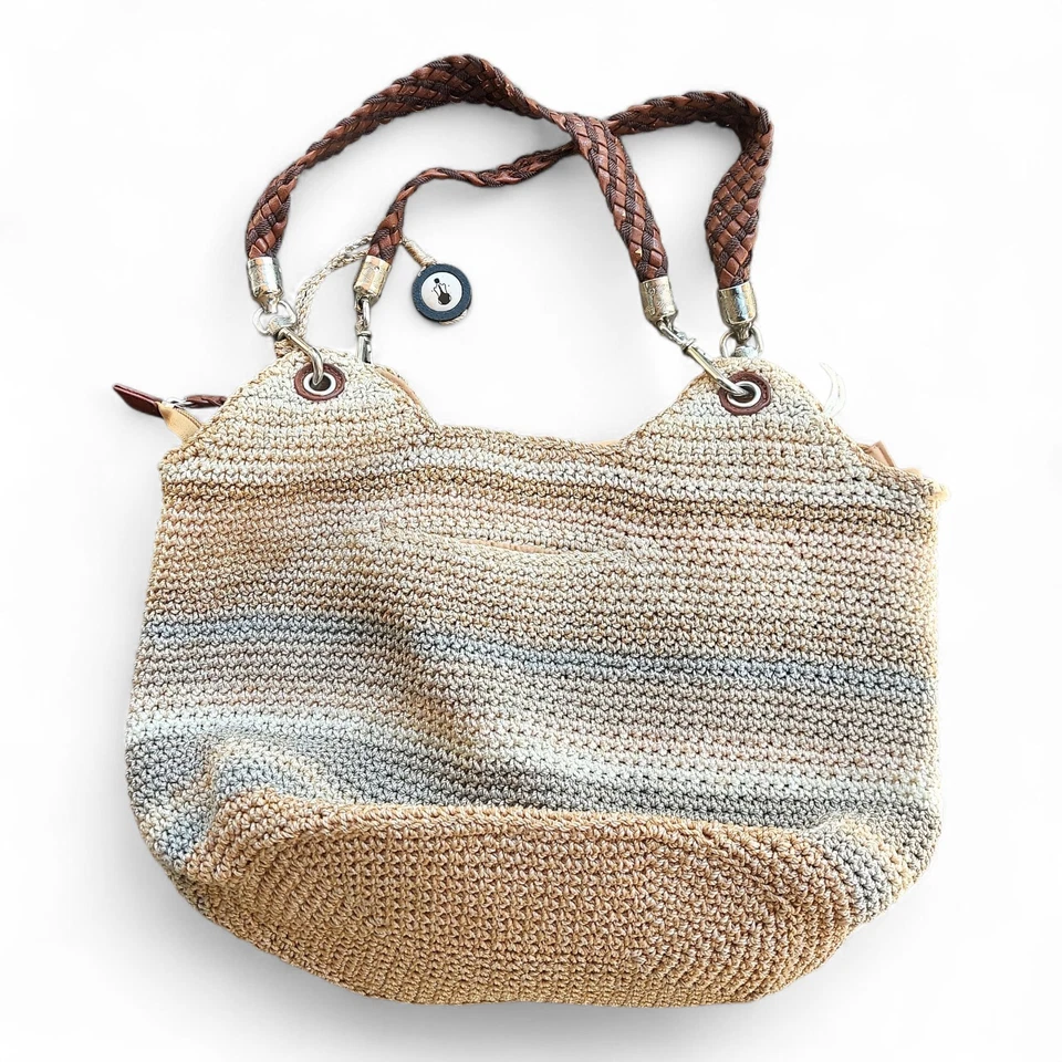 Bolso de Hombro Hobo The Sak Indio Crochet Tonos Tierra De Colección Años 90 Foto 2 de 4