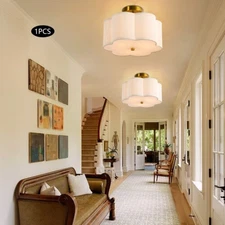 Modern Ceiling Light Drum Shade Flower Chandelier Flush Mount Pendant Lamp NEW