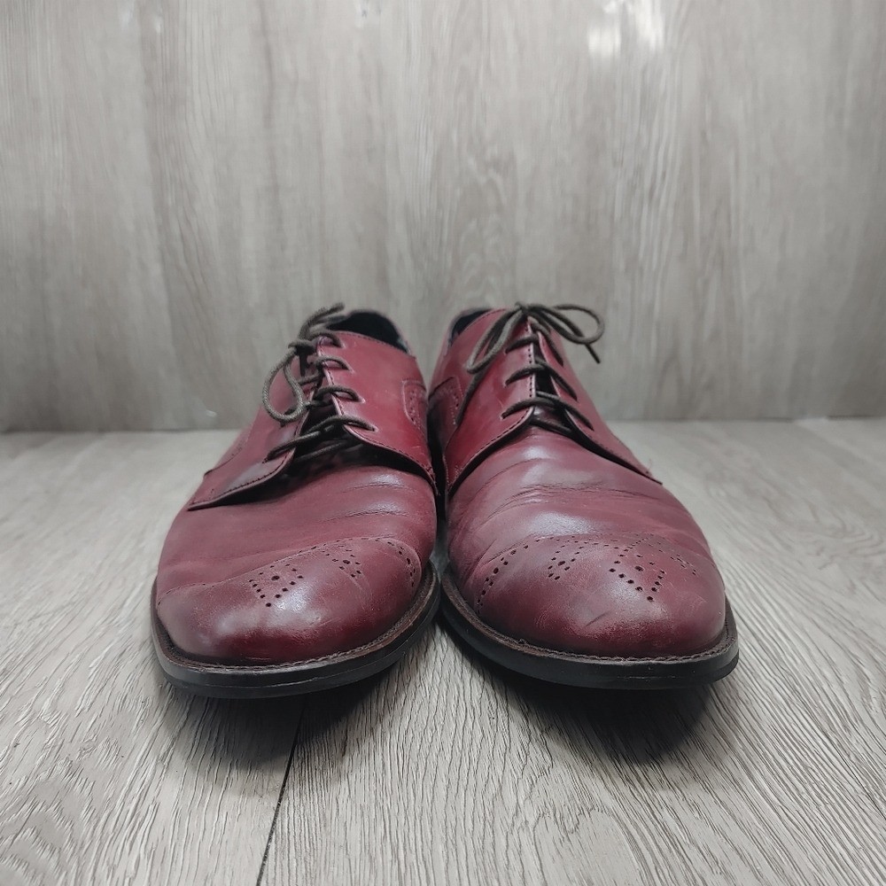 Rochas Oxford Dress Shoes Oxblood Warm Red Brown Perforated 
