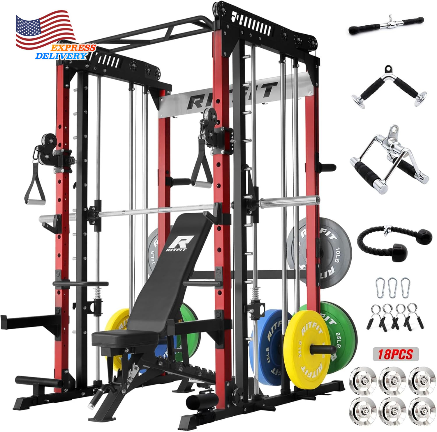 M1 Pro Smith Machine All-In-One Power Cage with Weight Stack