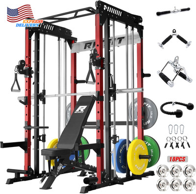 M1 Pro Smith Machine All-In-One Power Cage with Weight Stack Set & LAT Pulldown